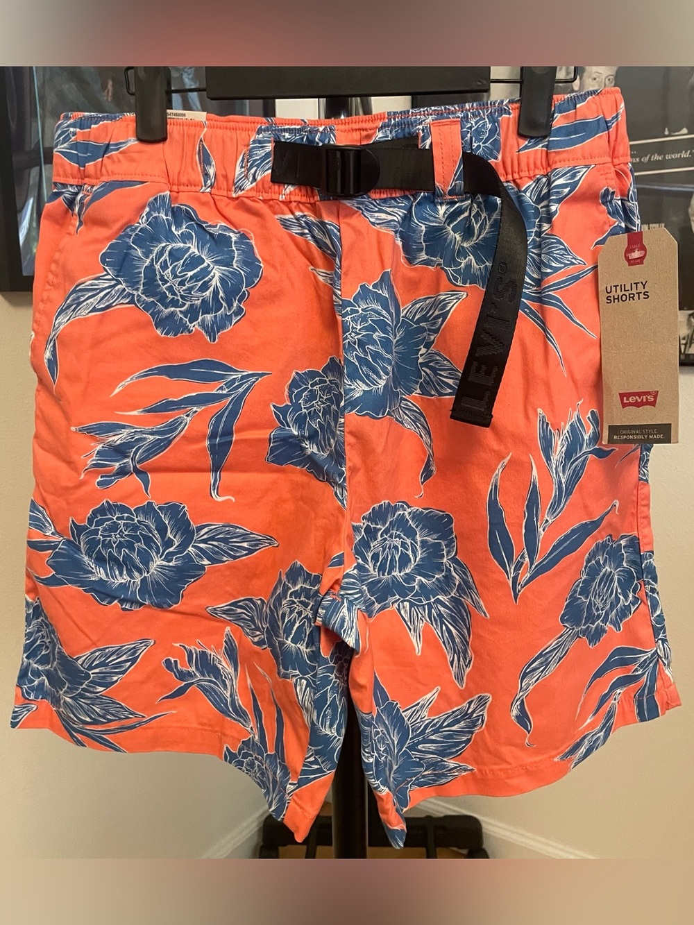 Men’s Levi’s Stretch Utility Board Shorts Casual Hawaiian Tropical Lounge